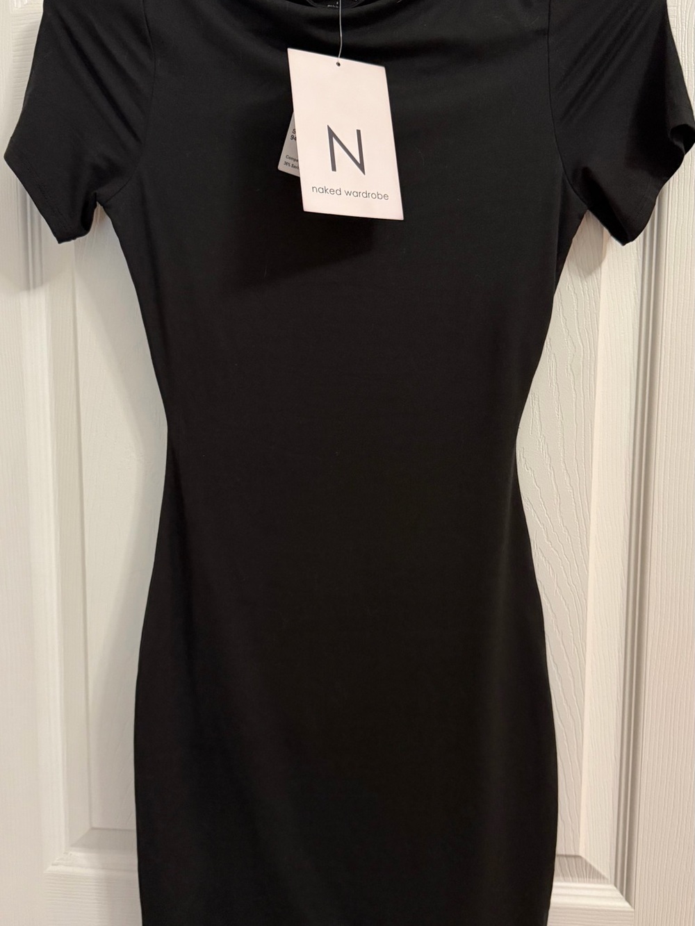 naked wardrobe Black Short Sleeve Bodycon Top